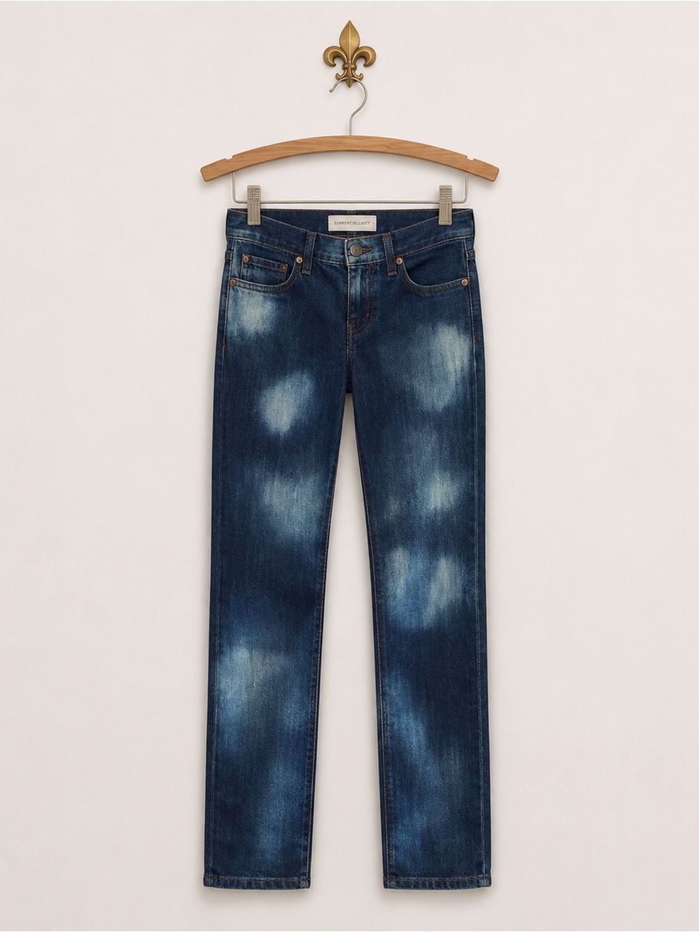 Current Elliott dark wash tie dye bleached ACE straight leg slim leg 26